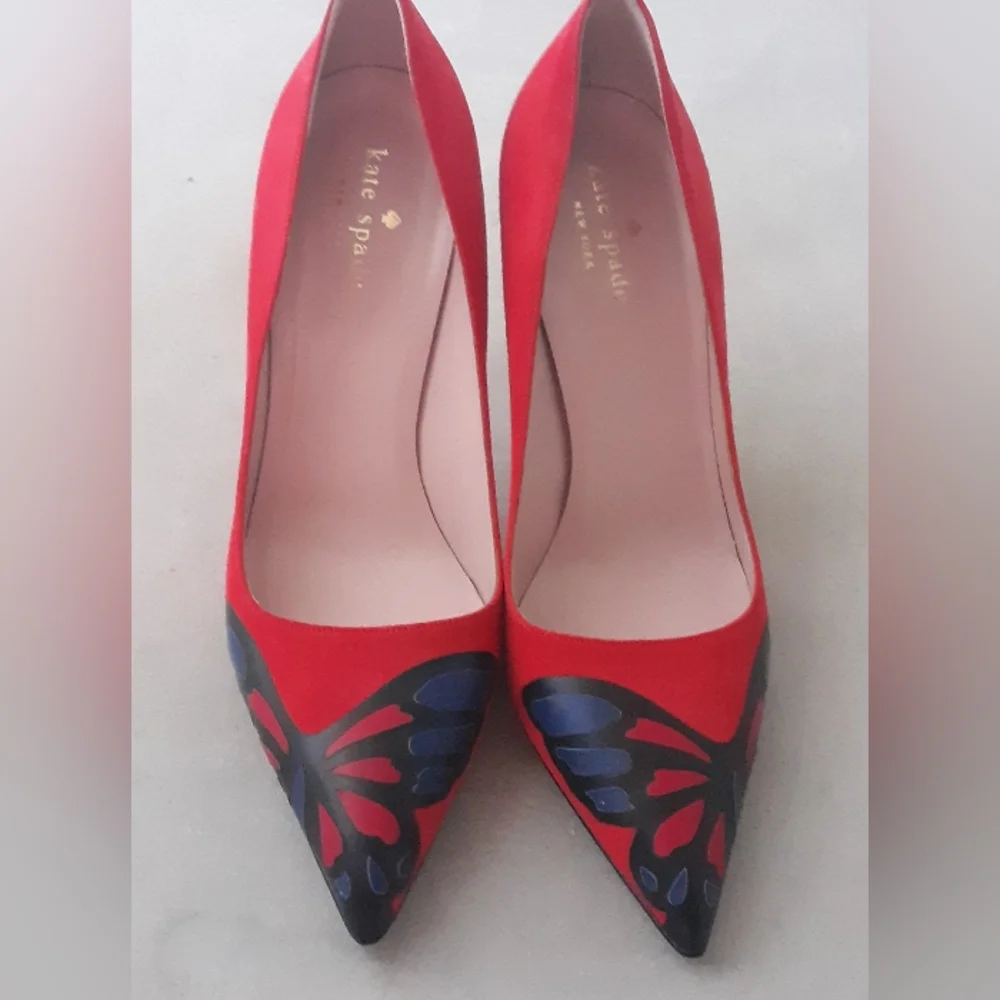 Kate Spade Butterfly Wings Suede Heels Courts 8 Italy..mint - Picture 4 of 6